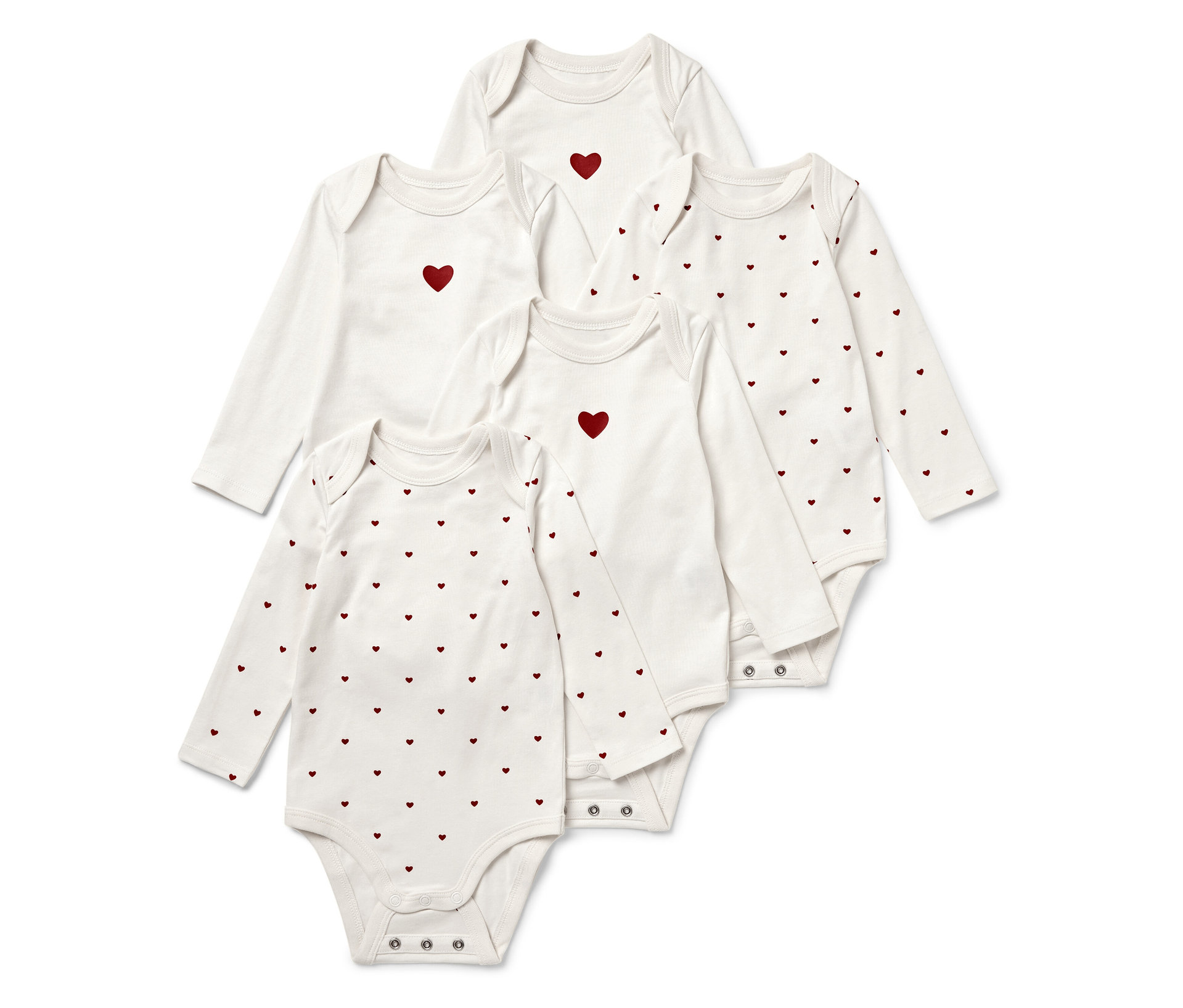 Tchibo - 5 Baby-Bodys mit Mitwachsfunktion - Baby - Gr. 86/92 - weiß/print