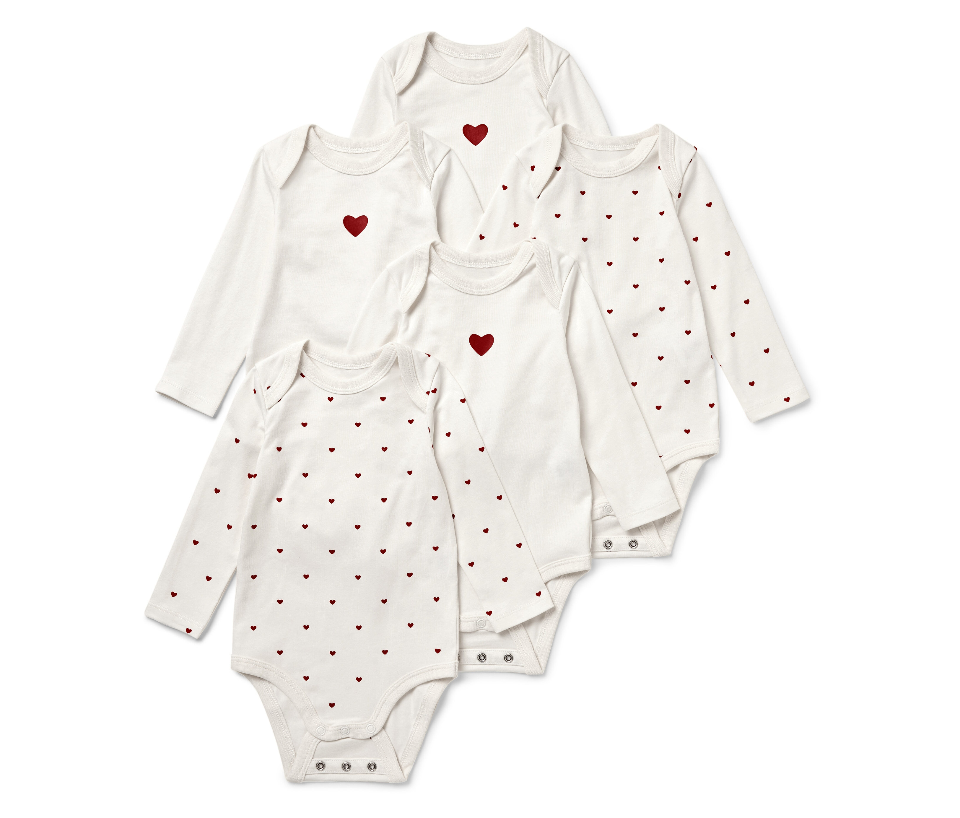 Tchibo - 5 Baby-Bodys mit Mitwachsfunktion - Gr. 98/104 - weiß/print