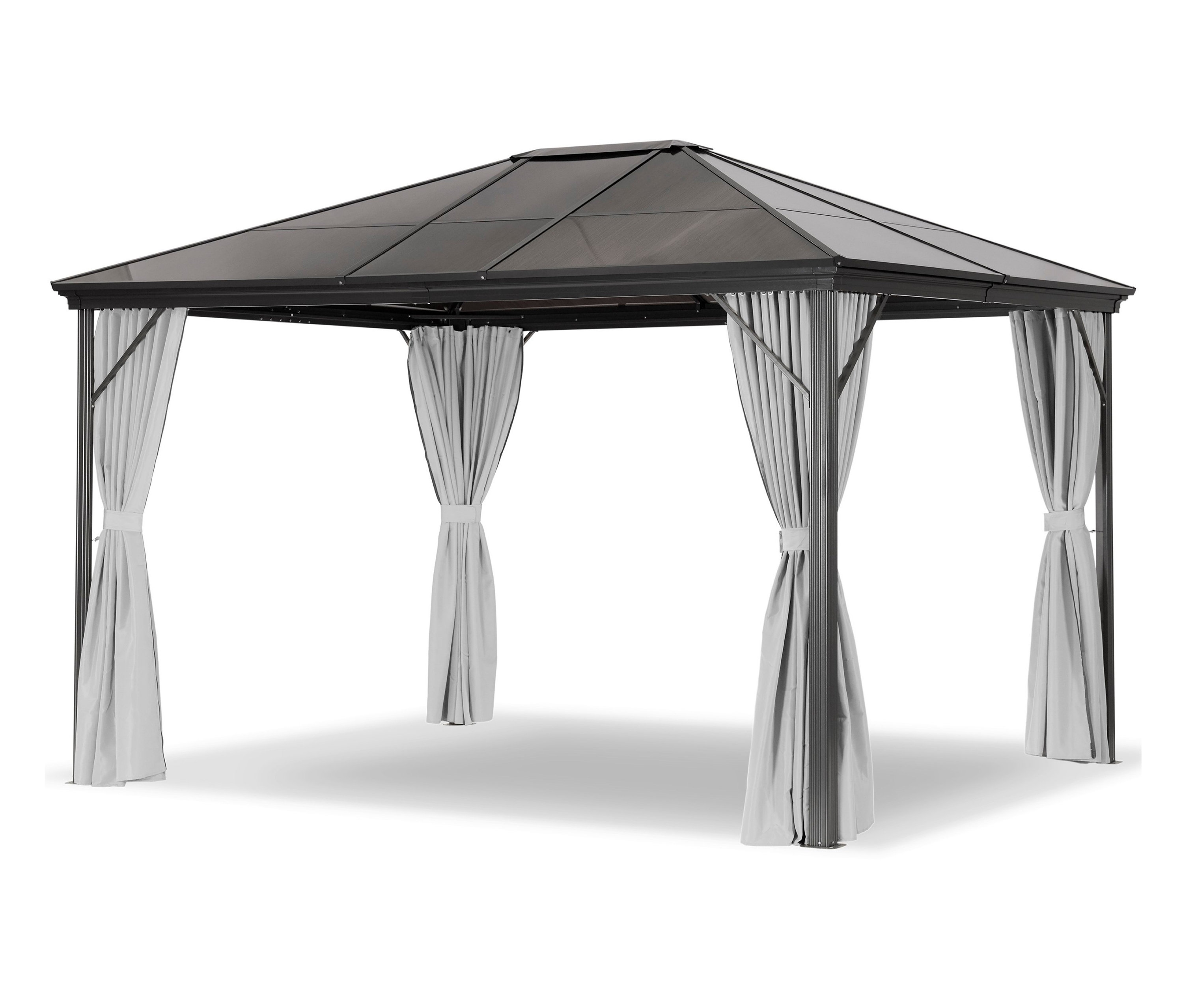 Leco Pavillon mit Seitenwänden - 365x300x270cm - anthrazit - Aluminium / Polyester / Stahl