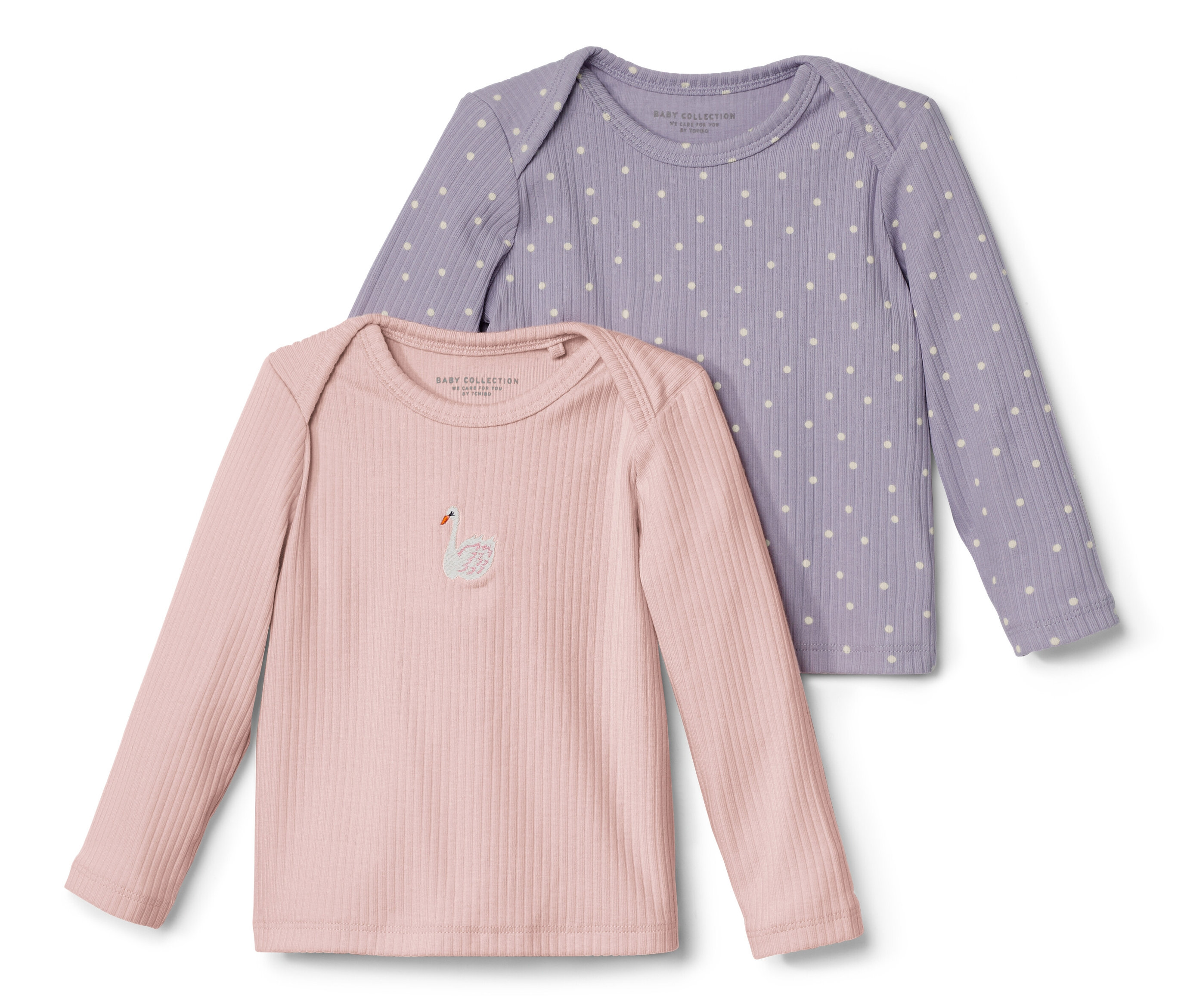 Tchibo - 2 Baby-Langarmshirts mit Rippstruktur - Baby - Gr. 74/80 - weiß