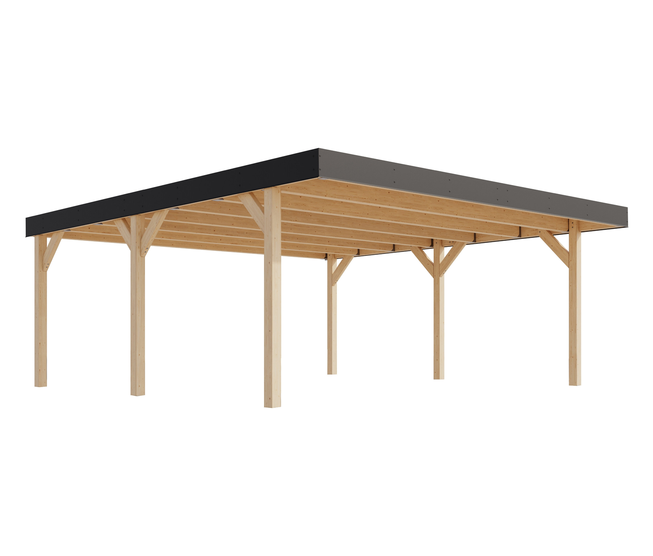 Karibu Doppel-Carport - 552x487x246,5cm - braun - Fichtenholz