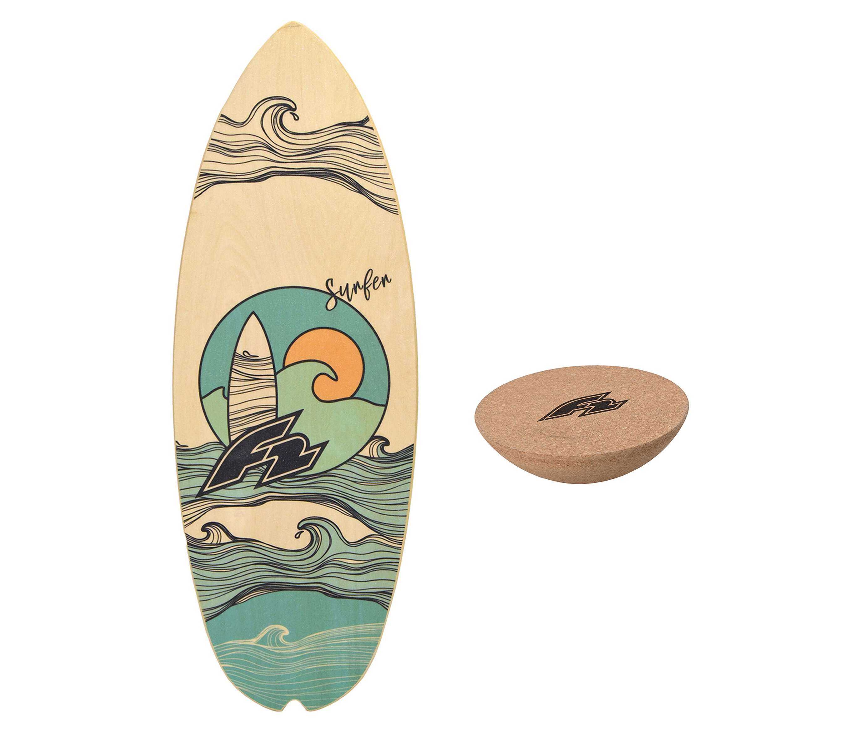 Tchibo - F2 Balance Board Halfshell Set mit Korkhalbkugel - mehrfarbig