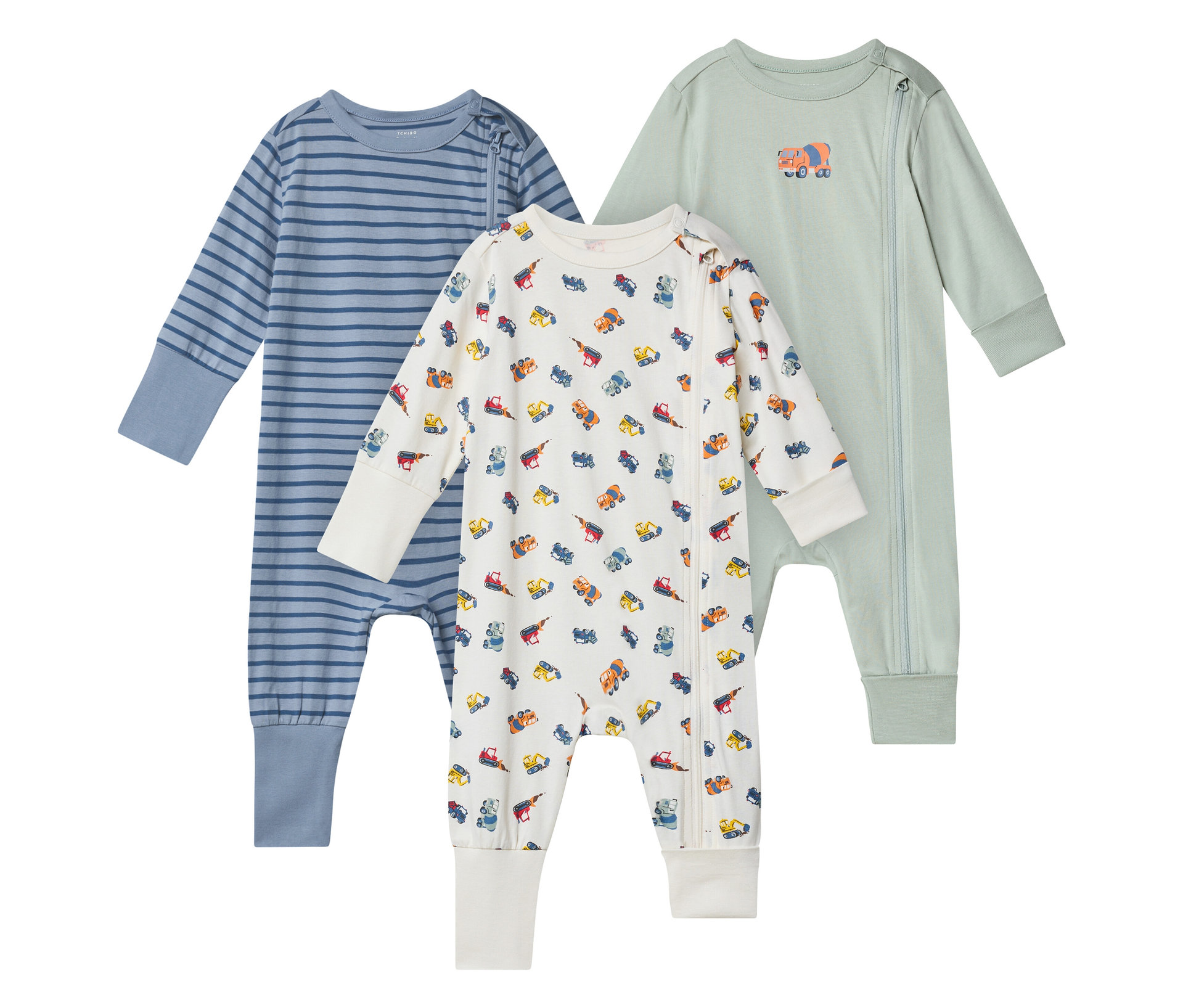 Tchibo - 3 Baby-Schlafanzüge - Baby - Gr. 50/56 - blau/print