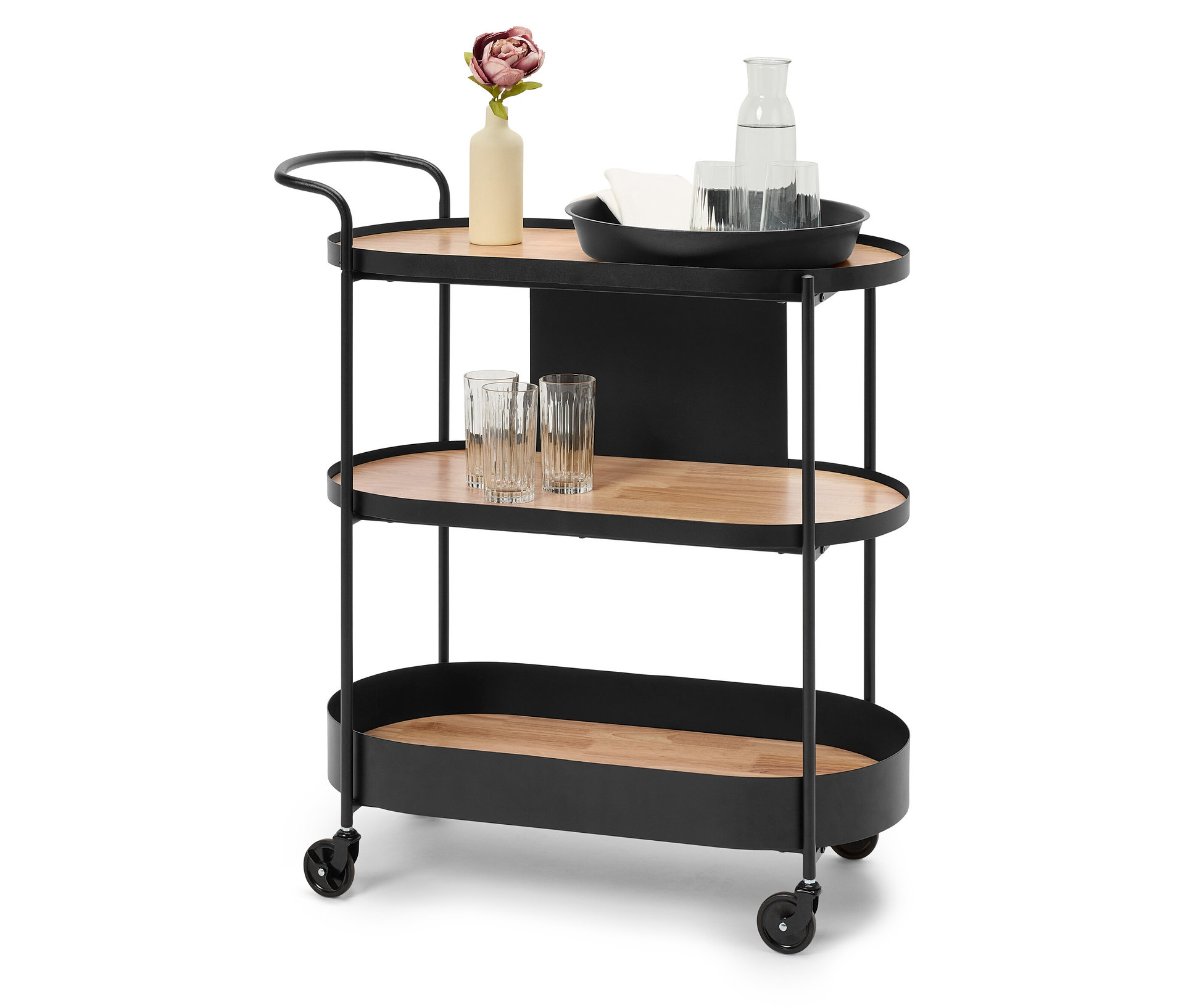 Tchibo - Servierwagen mit Tablett - 85x39,7x96cm - schwarz -