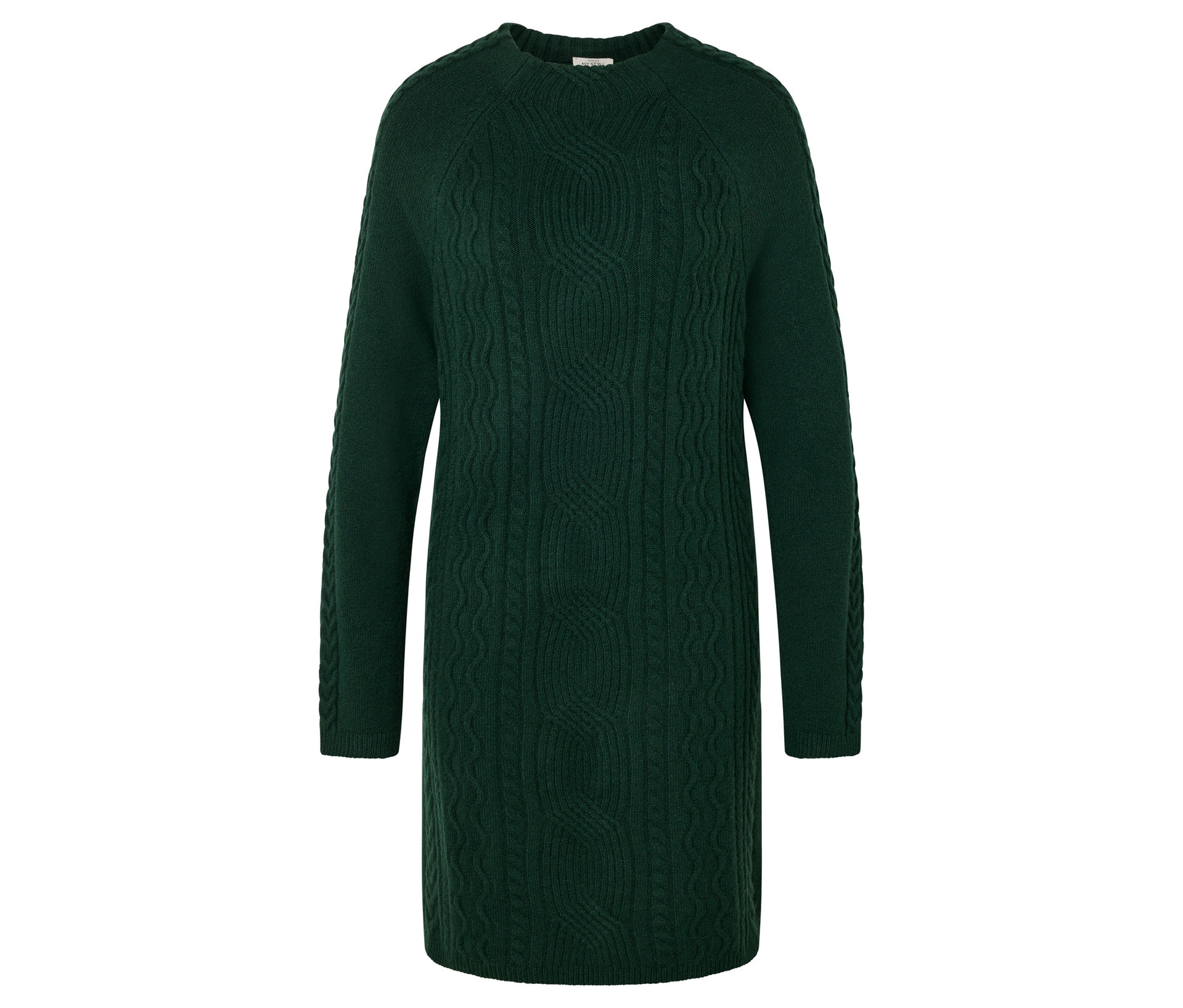 Tchibo - Strickkleid mit Zopfmuster - Damen - Gr. S - dunkelgrün