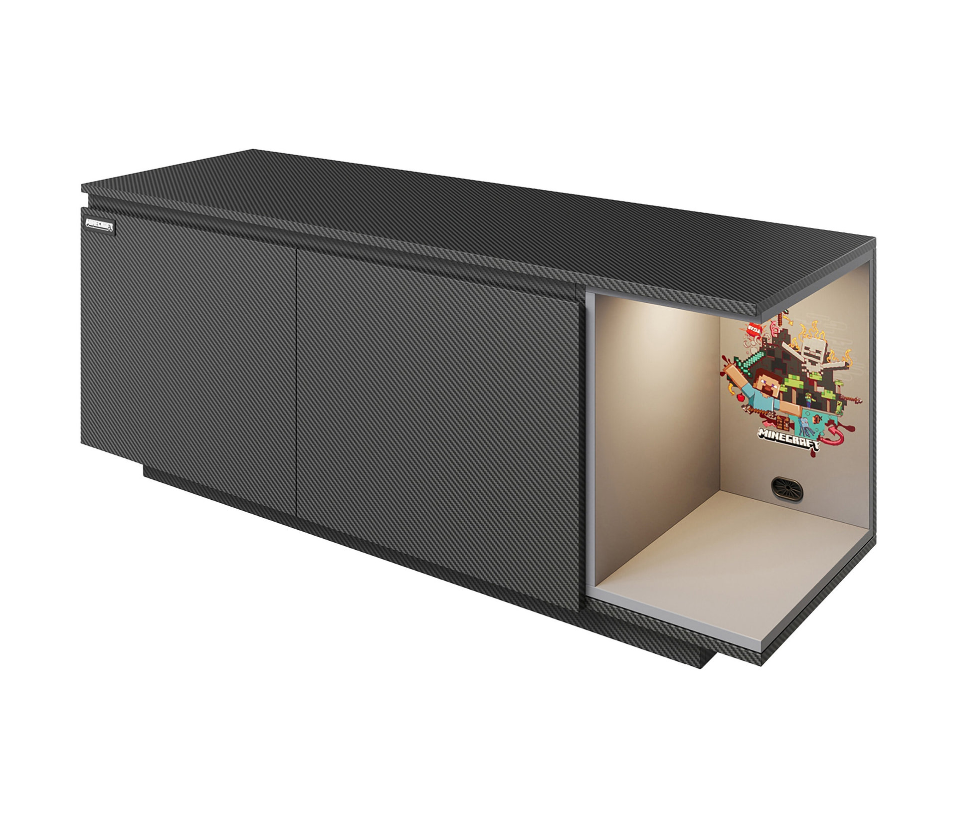 roba Minecraft TV Lowboard - 125x39x50cm - schwarz - Holz / Holz