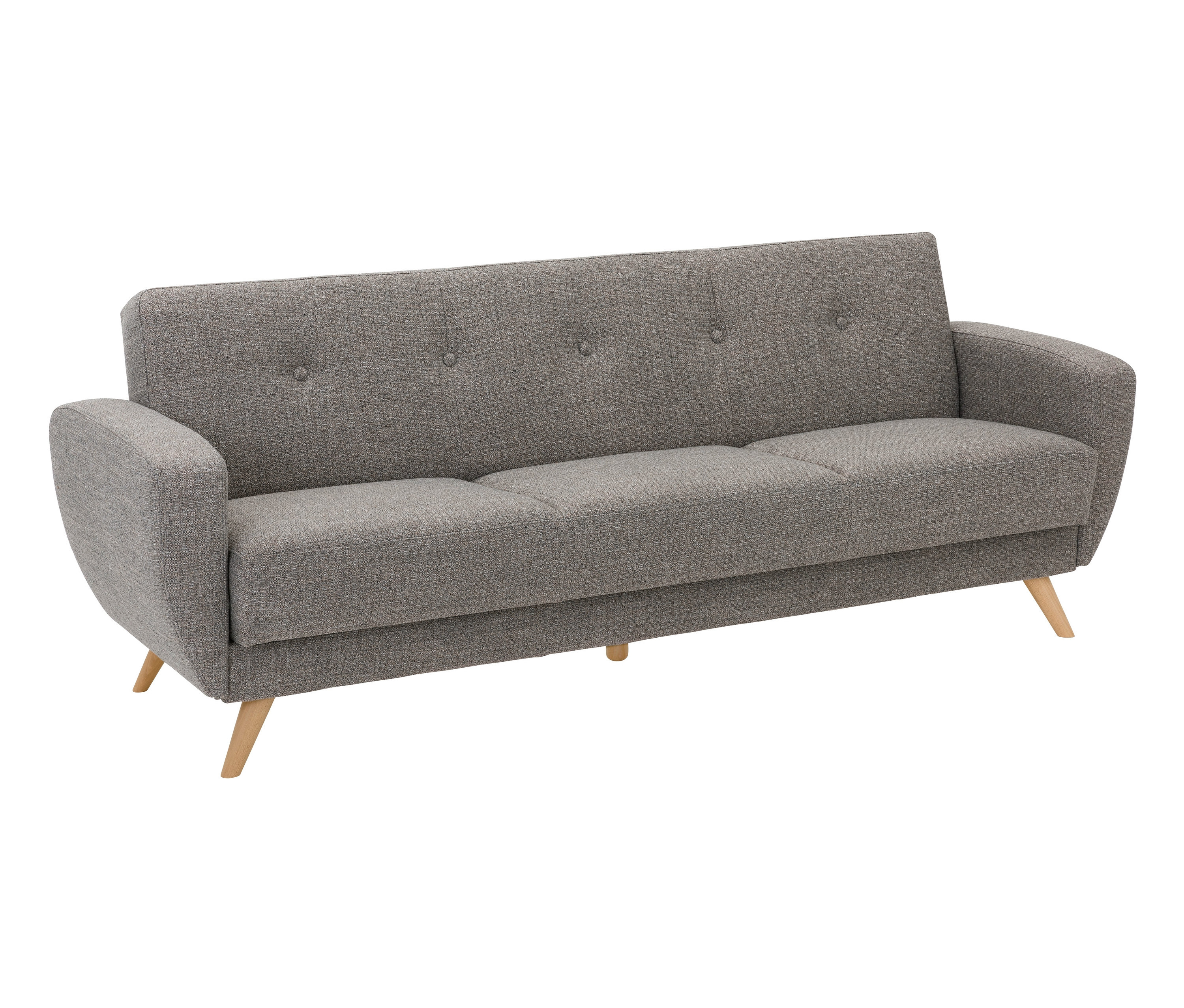Tchibo - 3-Sitzer-Schlafsofa »Justus« in grau meliertem Webstoff - 230x82x85cm - braun - Holz / Buchenholz / Polyester