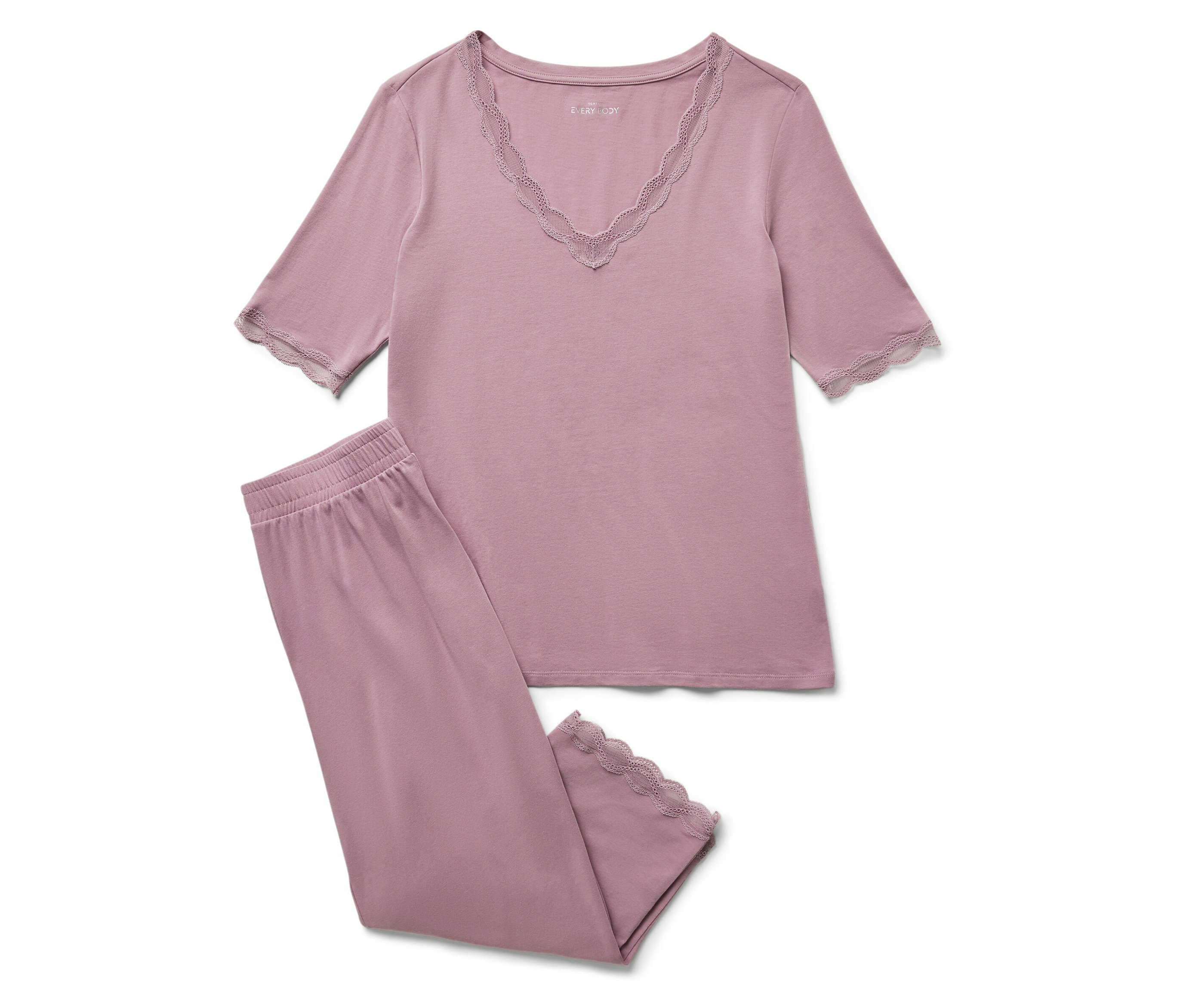 Tchibo - Pyjama-Set mit Spitze - Damen - Gr. S - rosa