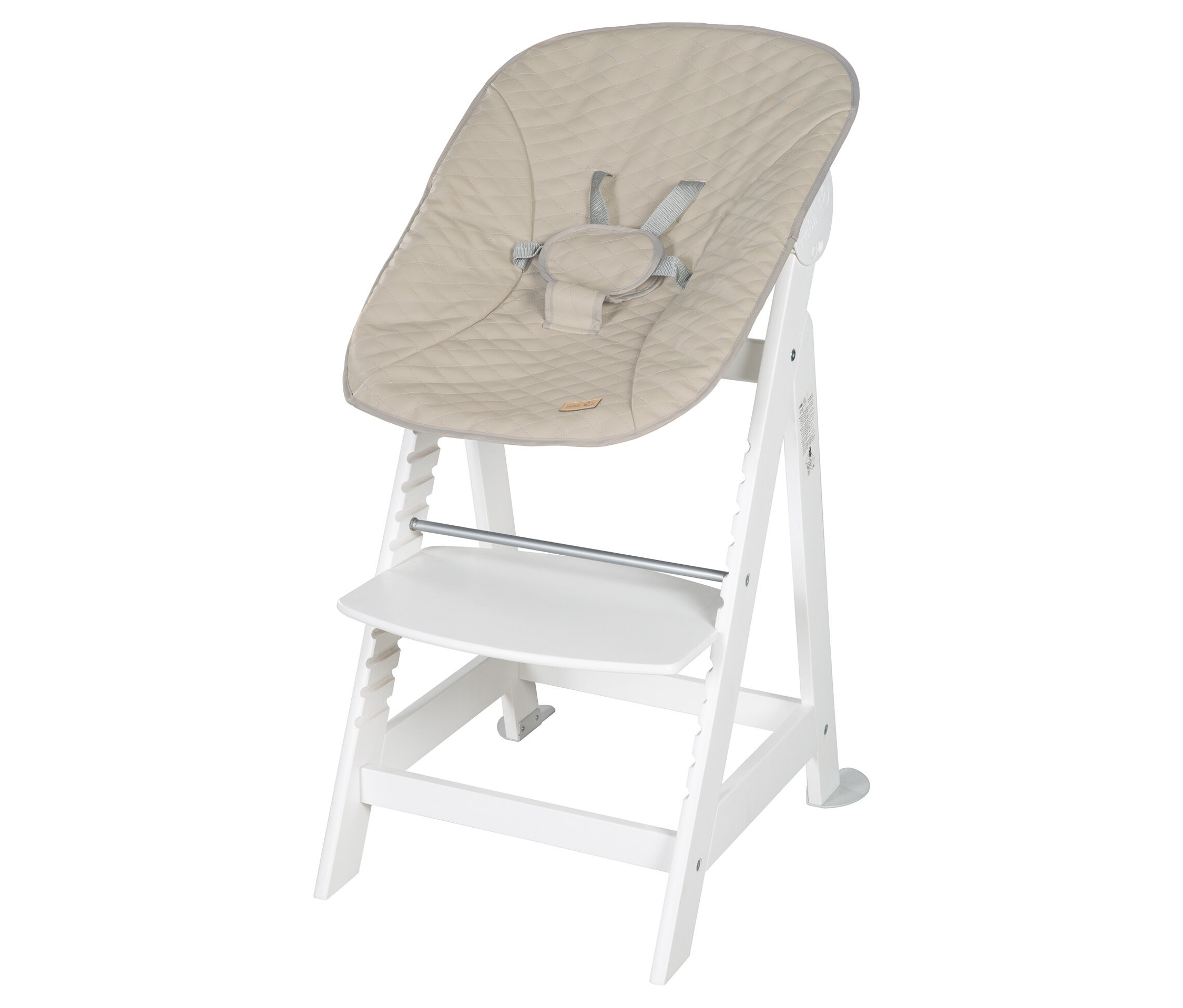 Roba »Born up Greyish« 2-in-1-Hochstuhl - 44,5x54x80cm - weiß - Holz / Holz