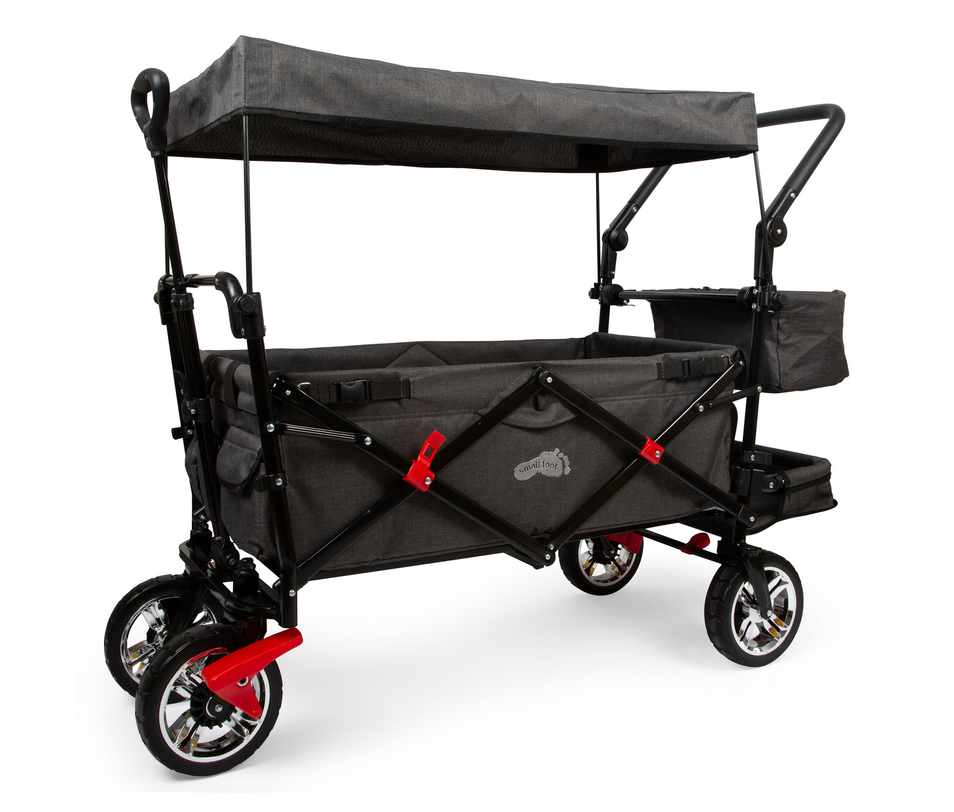 small foot Bollerwagen mit Dach und Regencover - dunkelgrau