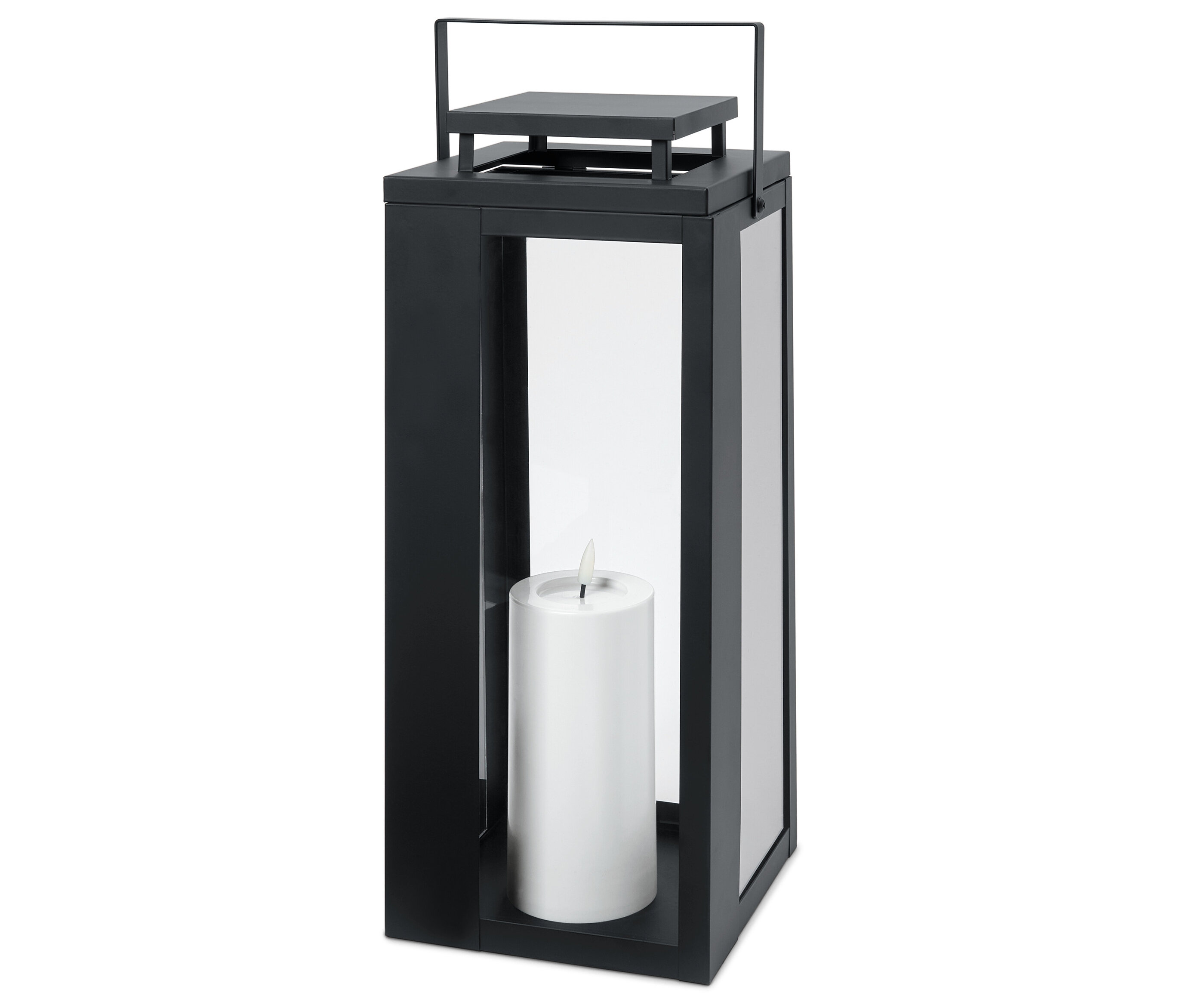 Tchibo - Outdoor-Laterne mit Kerze - 16,5x16,5x40,5cm - schwarz -