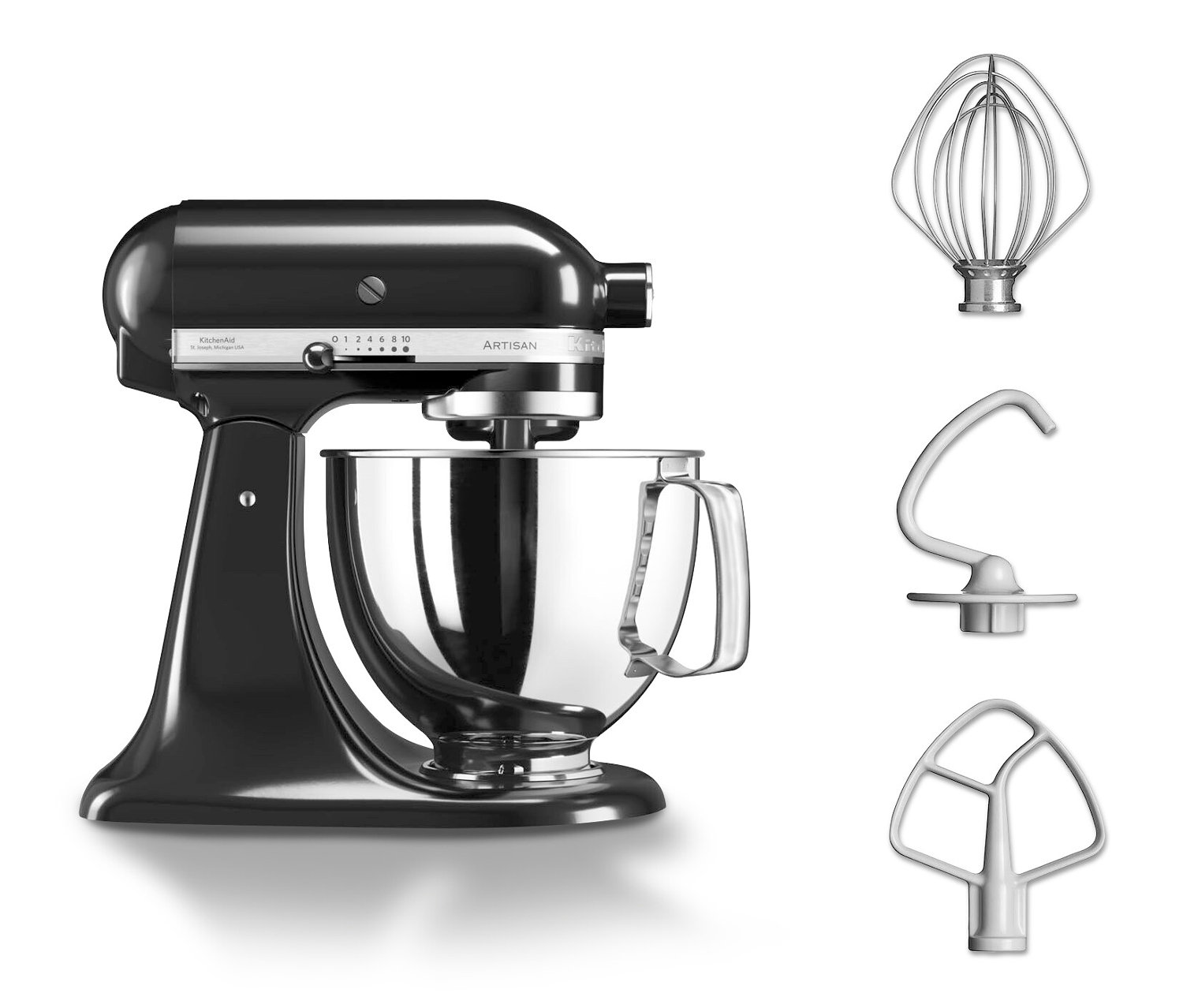 KitchenAid Küchenmaschine »Artisan 5Ksm125« inkl. Fleischwolf und Spritzgebäckvorsatz - schwarz