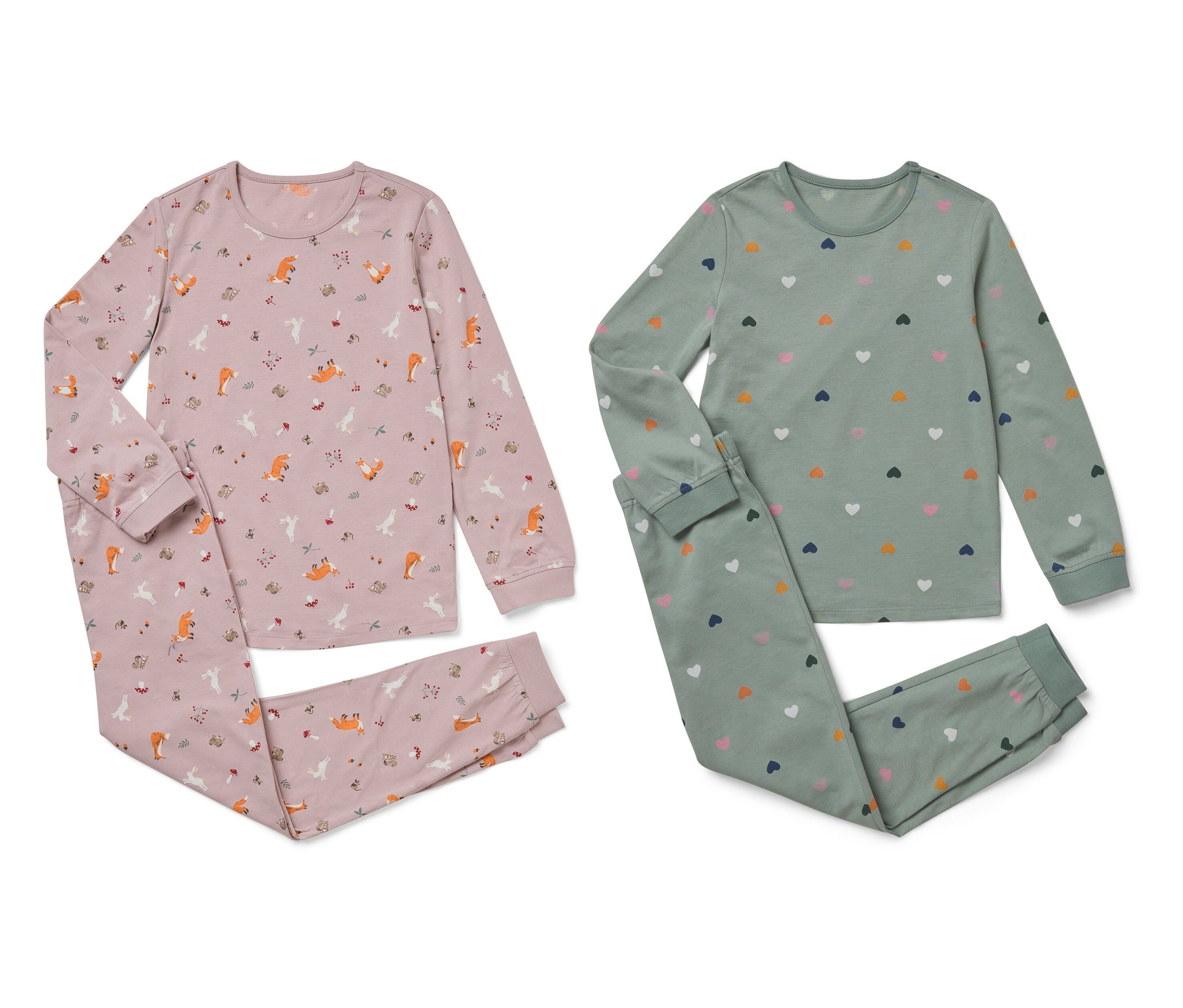 Tchibo - 2 Kinder-Pyjama-Sets - Mädchen - Gr. 110/116 - rosa/print