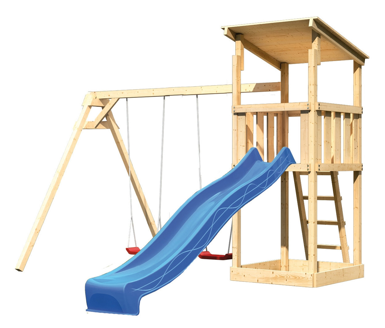 Karibu Spielturm »Anna« mit Rutsche und Doppelschaukel - blau