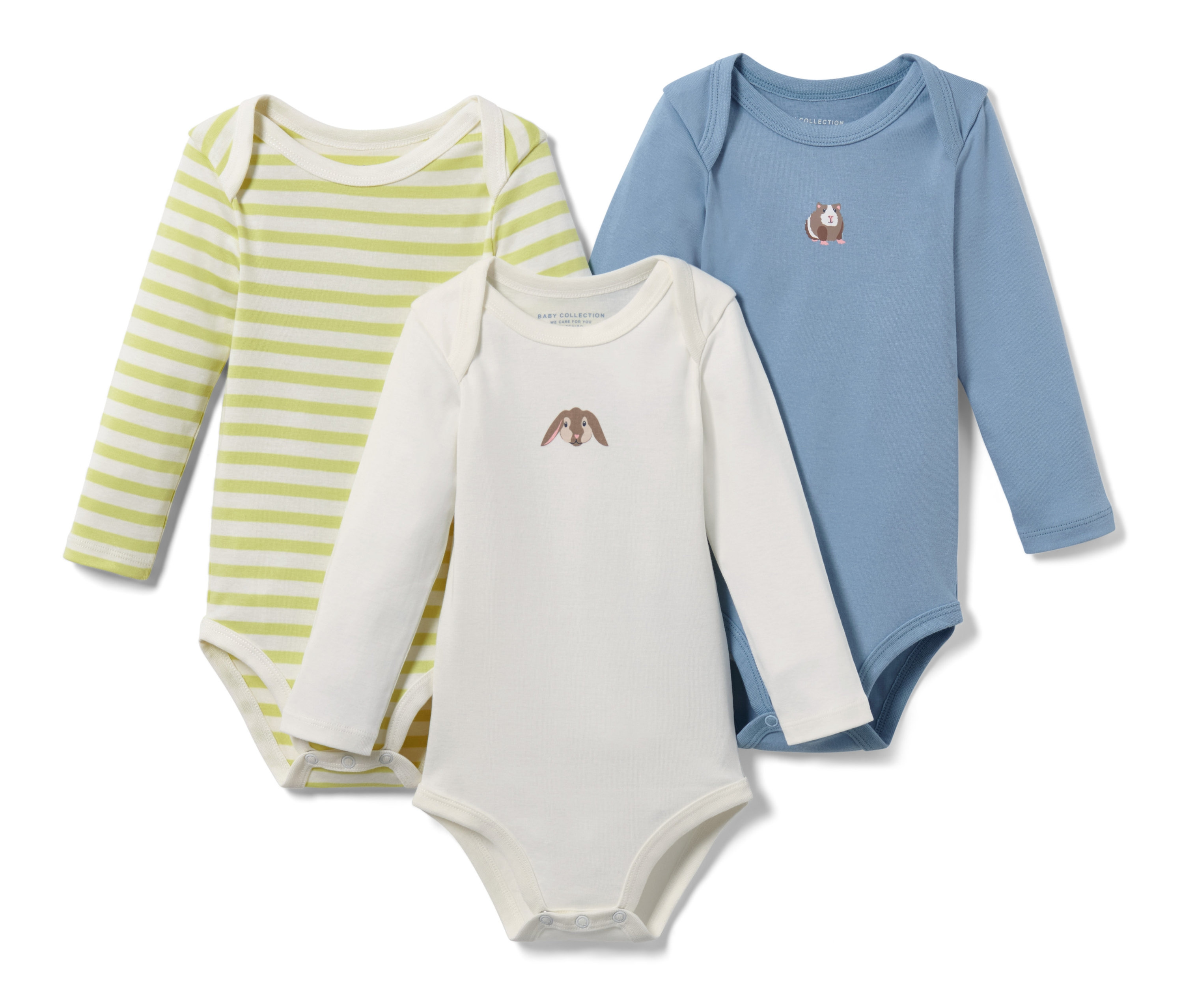 Tchibo - 3 Baby-Langarmbodys - Baby - Gr. 74/80 - hellblau/print