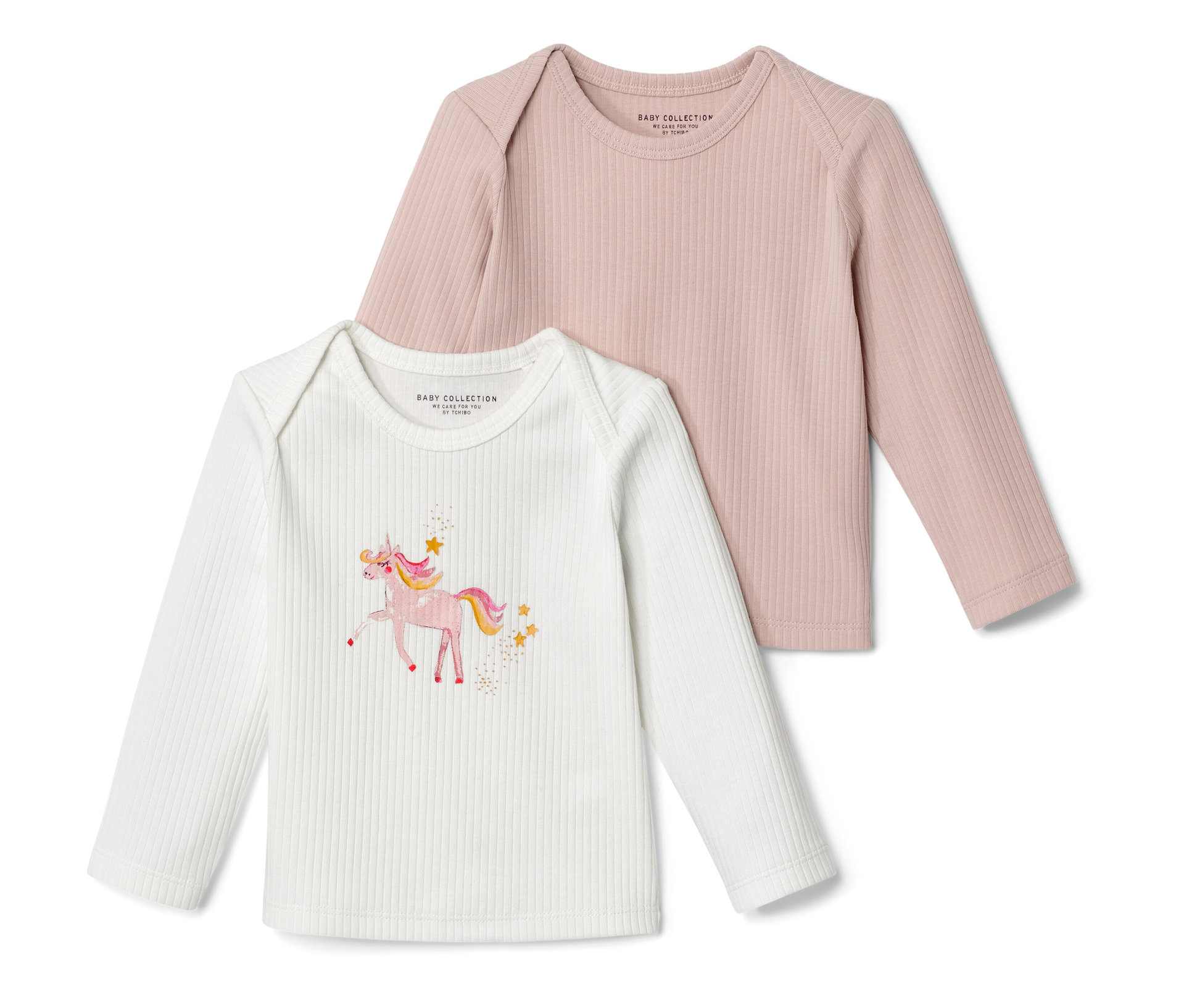 Tchibo - 2 Baby-Rippshirts - Baby - Gr. 98/104 - weiß