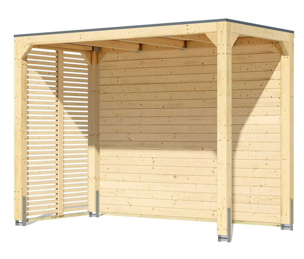 Karibu Pavillon »Markaska« mit Leimholz-Balken und Dacheindeckung - 320x160x239cm - braun - Fichtenholz