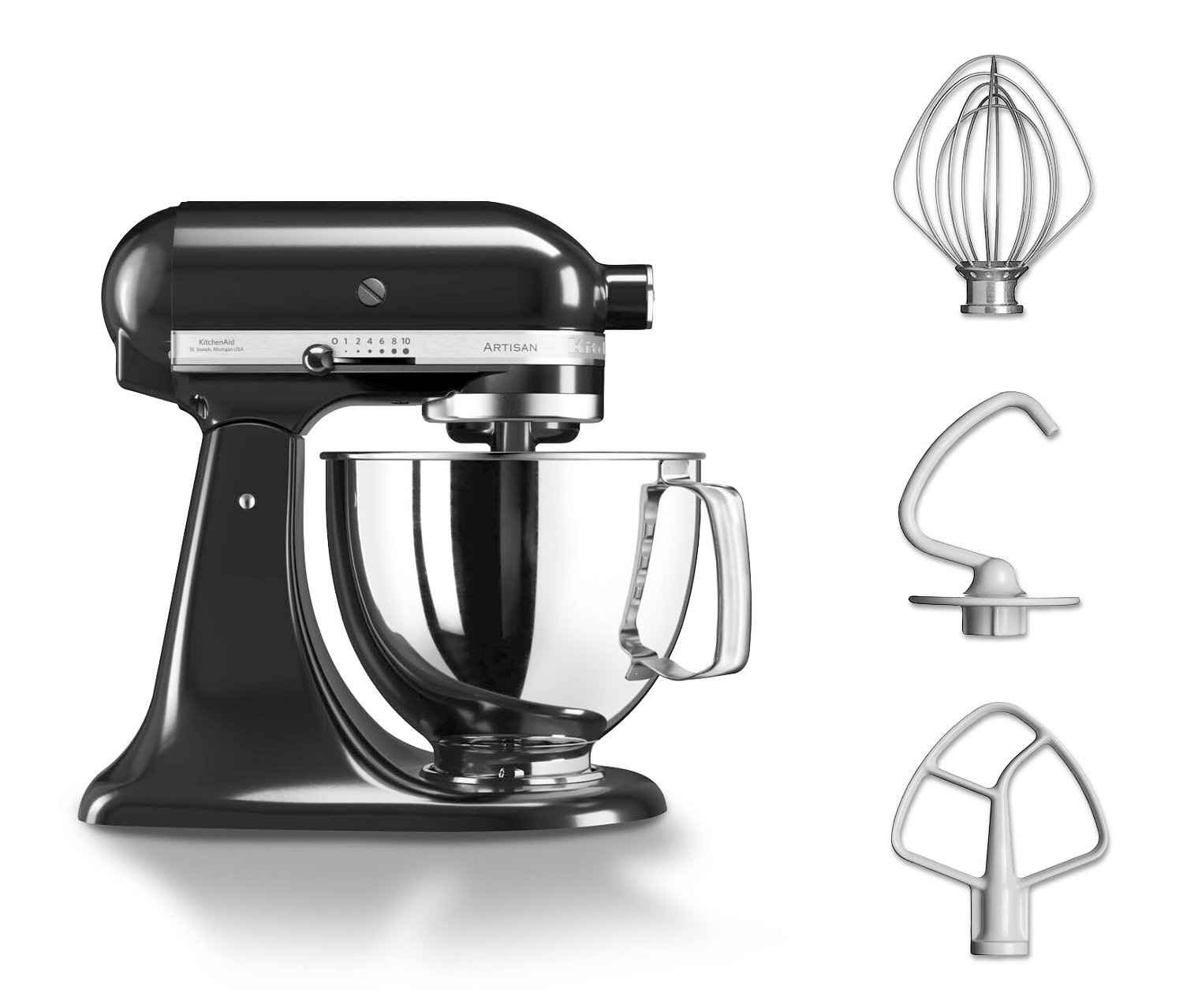 KitchenAid Küchenmaschine »Artisan 5Ksm125« inkl. Fleischwolf und Spritzgebäckvorsatz - schwarz