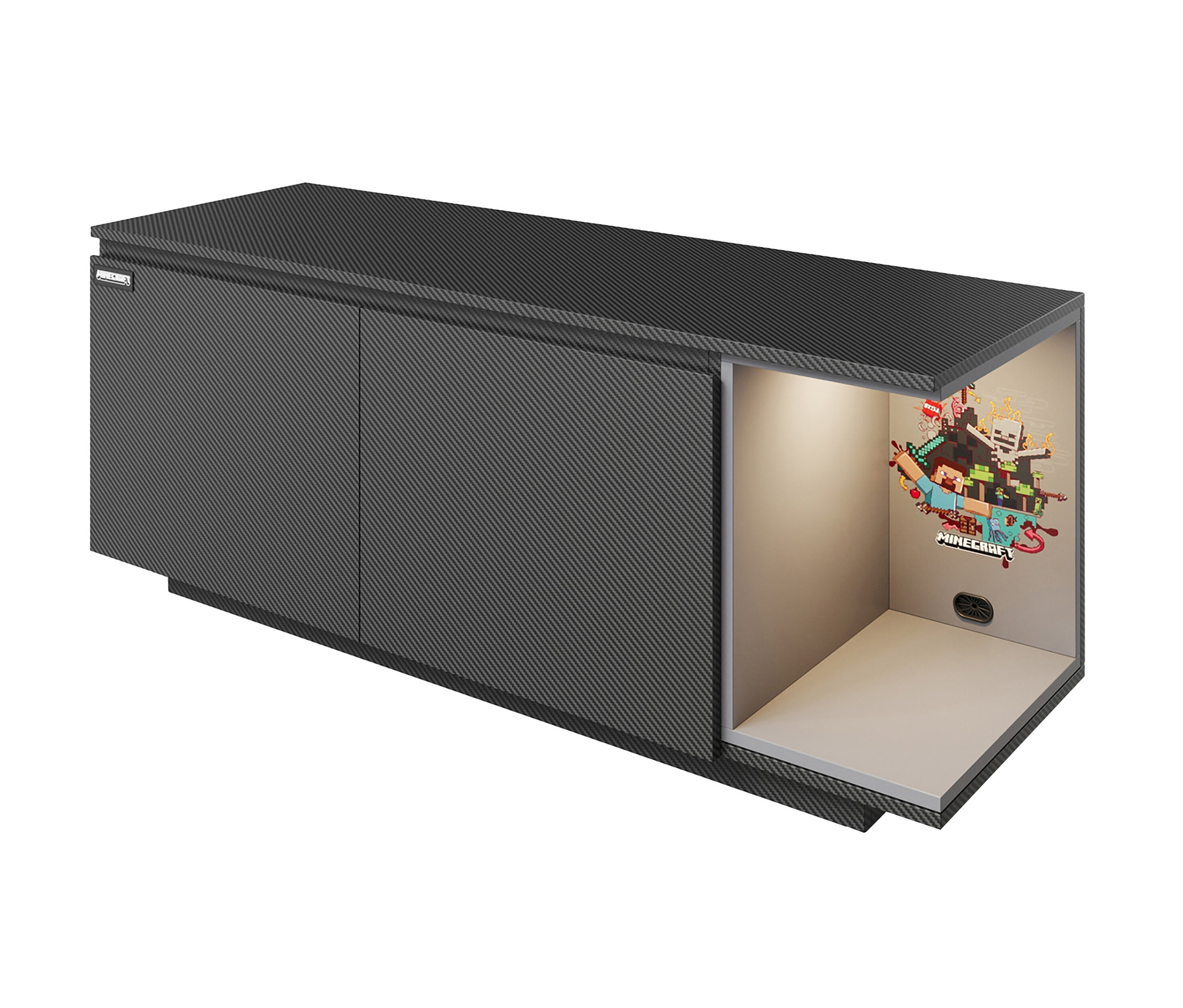 roba Minecraft TV Lowboard - 125x39x50cm - schwarz -