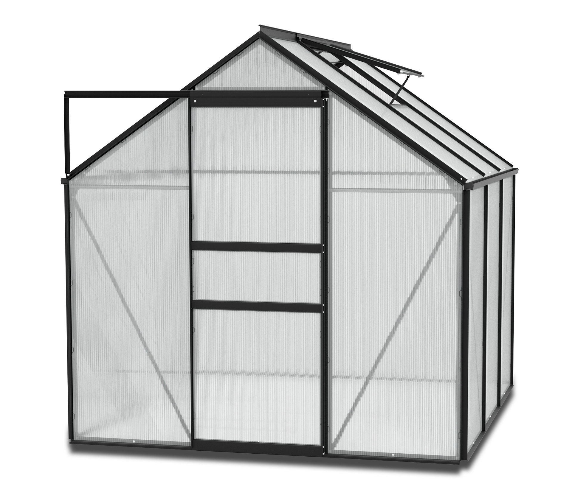 Vitavia Einsteiger-Gewächshaus inkl. Fundamentrahmen - 195x195x197cm - schwarz - Aluminium / Stahl / Kunststoff