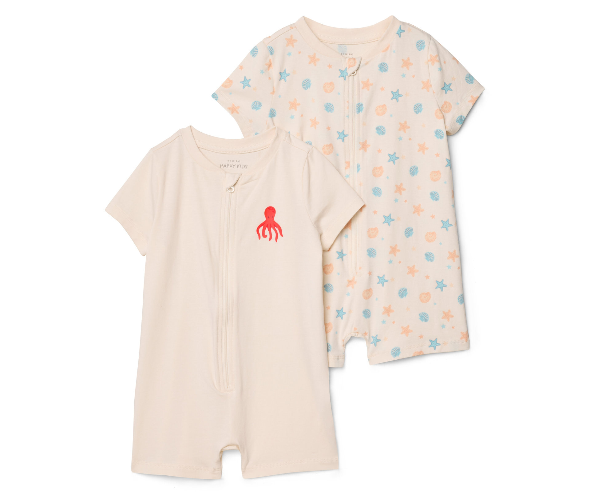 Tchibo - 2 kurze Baby-Pyjamas - Baby - Gr. 86/92 - creme/print