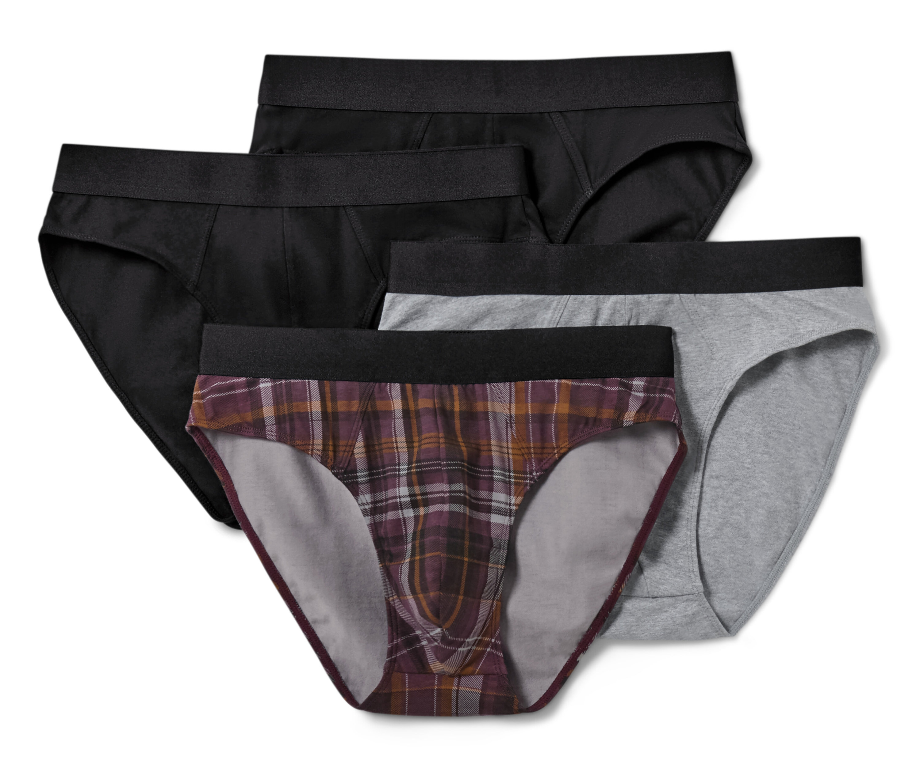 Tchibo - 4 Slips - Herren - Gr. M/5 - hellgrau/kariert