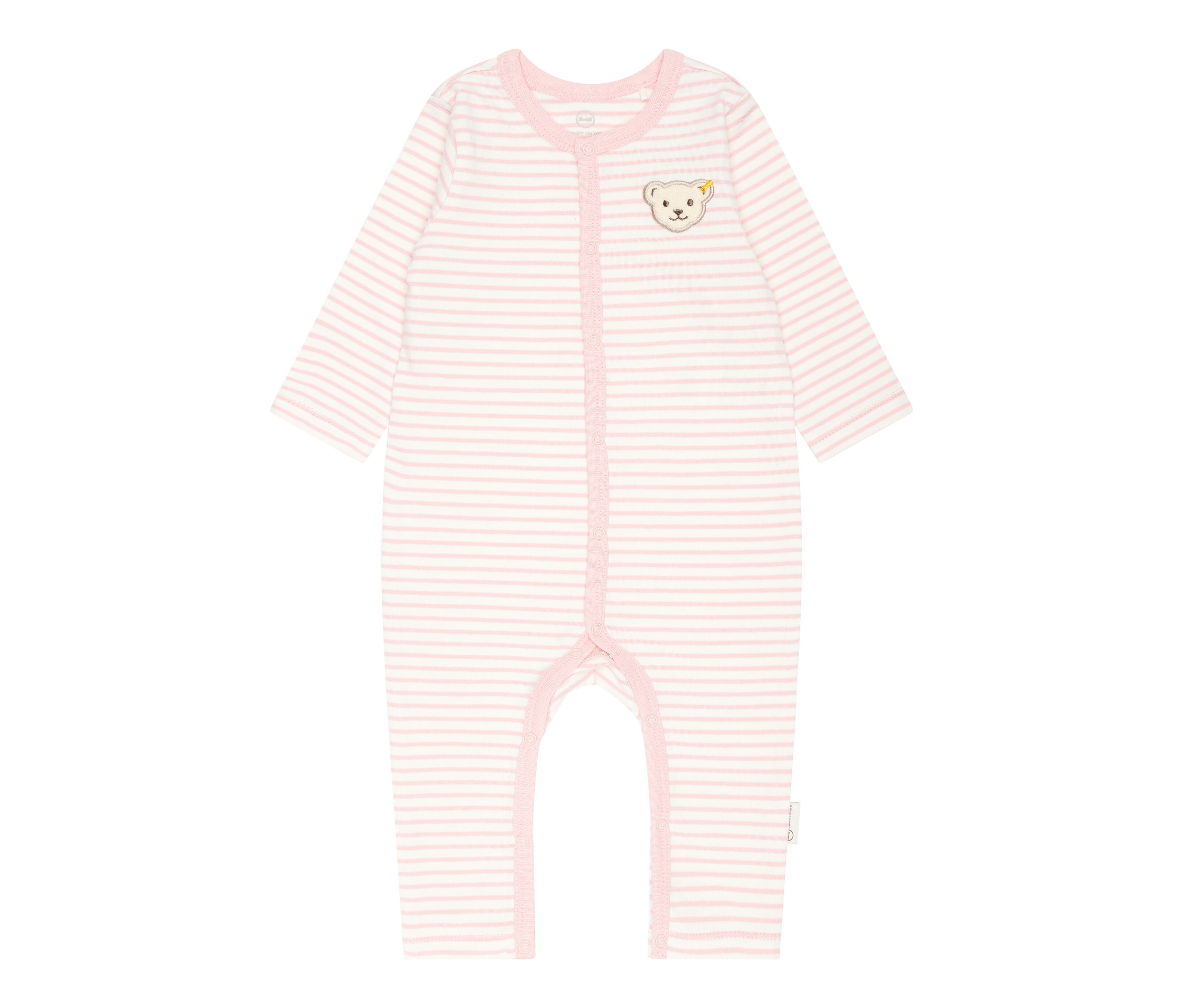 Steiff Baby-Strampler mit Knopfleiste - Damen - Gr. 80 - rosa/gestreift