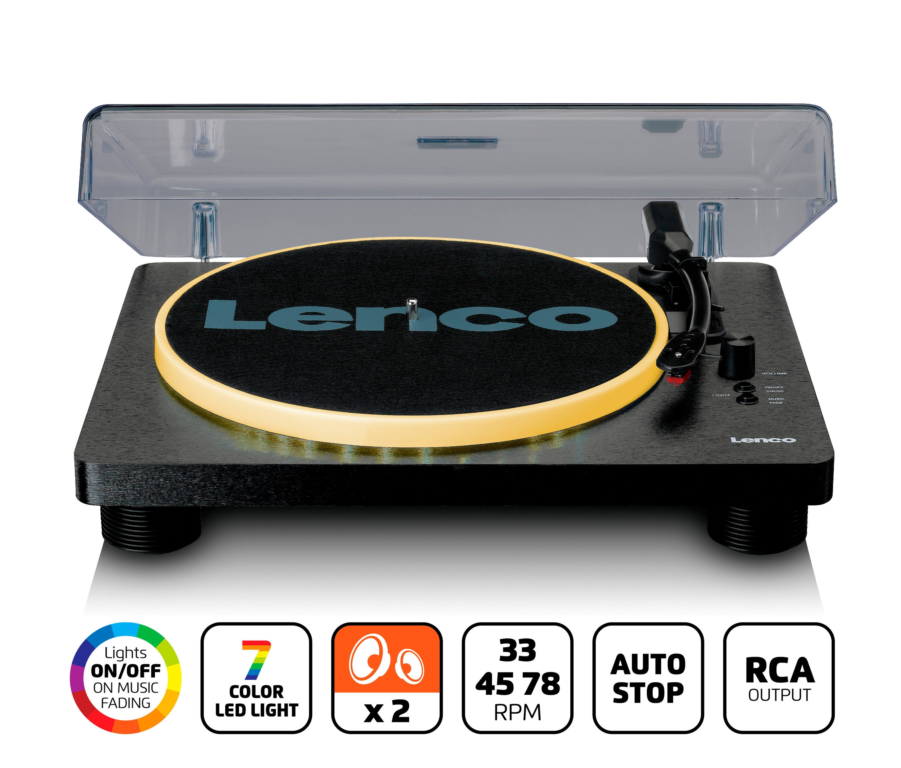 Lenco Plattenspieler »Ls-50Ledbk« mit integrierten Lautsprechern - schwarz