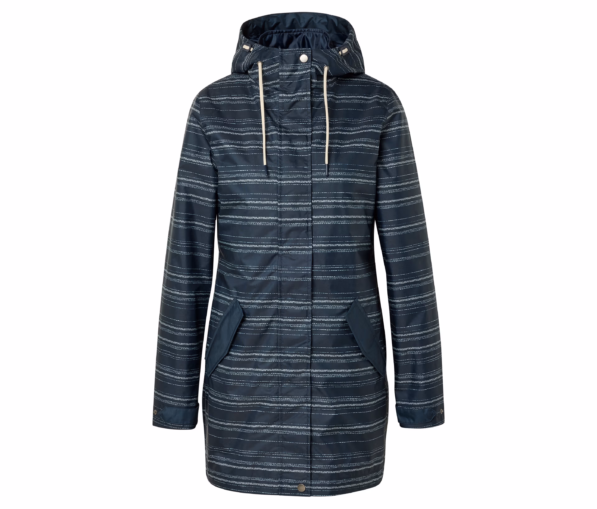 Tchibo - 3-in-1-Regenmantel »DryProof™« - Damen - Gr. 36 - dunkelblau/gestreift