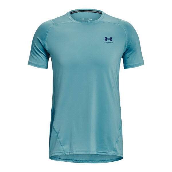 Under Armour UA HG Armour Fitted SS-BLK Glacier Blau L
