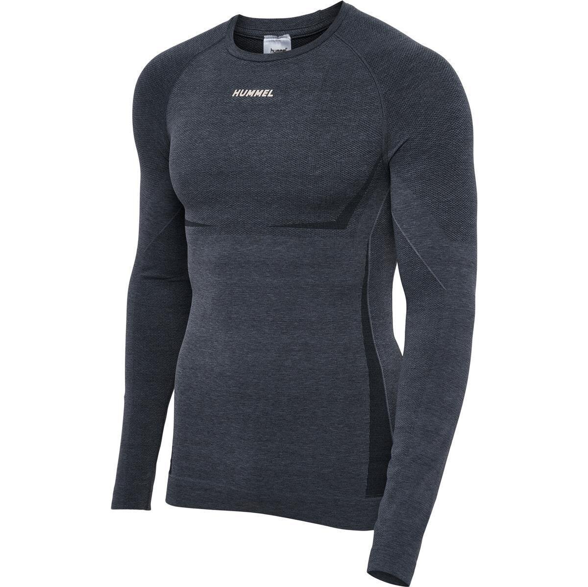 Hummel hmlTE MIKE SEAMLESS T-SHIRT L/S - BLACK/ASPHALT MELANGE - XL