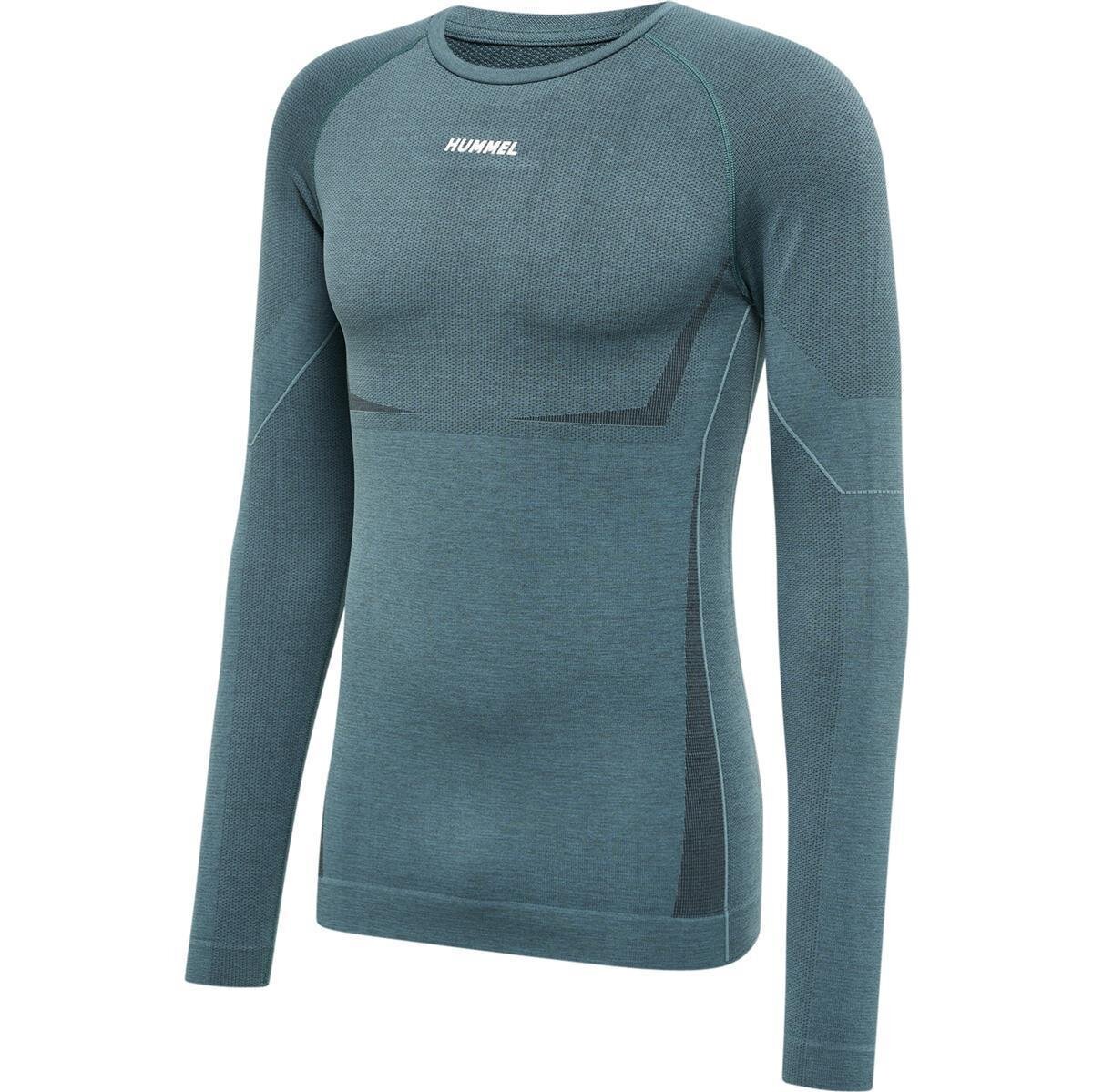 Hummel hmlTE MIKE SEAMLESS T-SHIRT L/S - NORTH ATLANTIC/ASPHALT MELANGE - XL