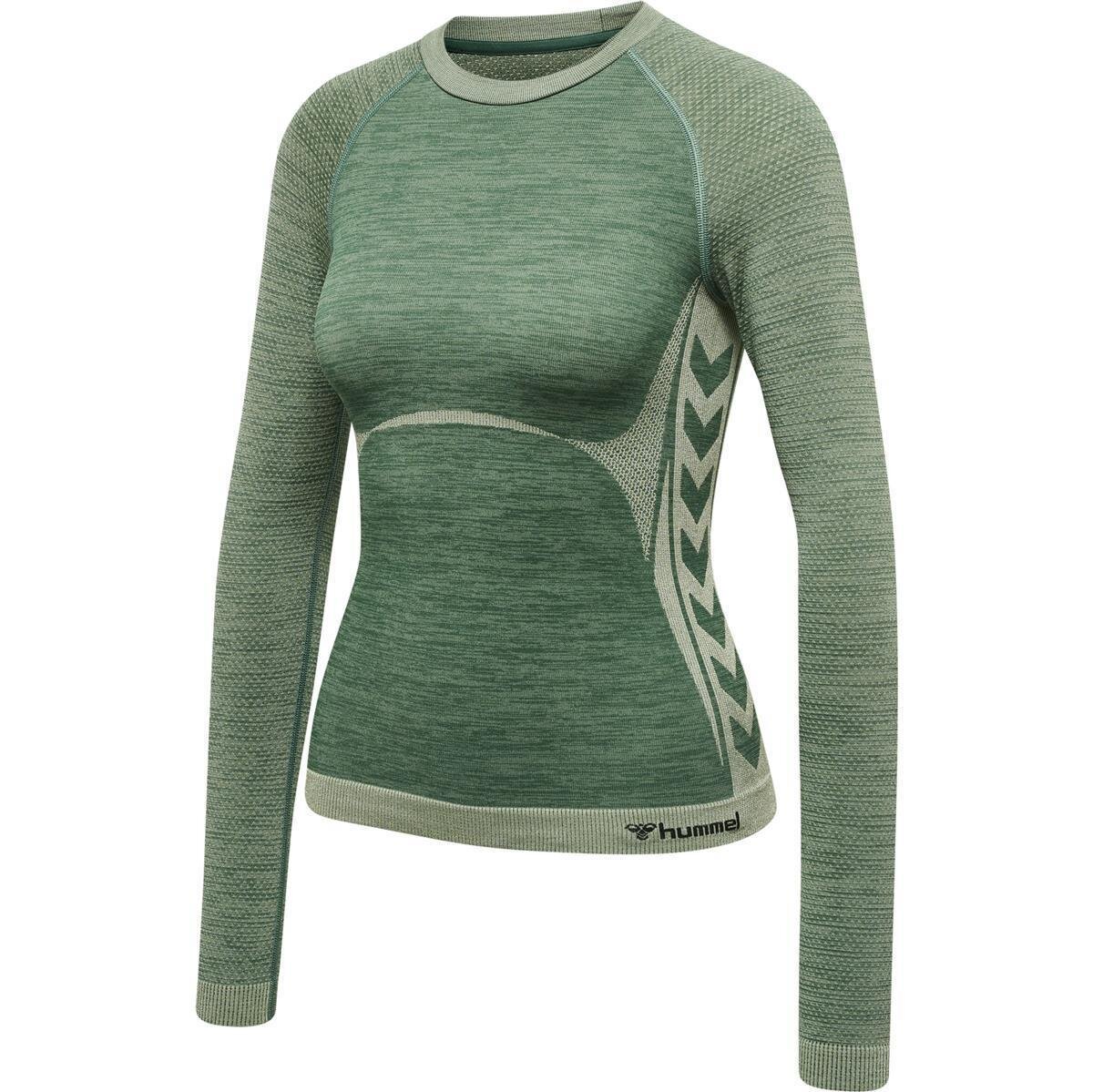 Hummel hmlCLEA SEAMLESS TIGHT T-SHIRT LS - LAUREL WREATH/LILY PAD MELANGE - S