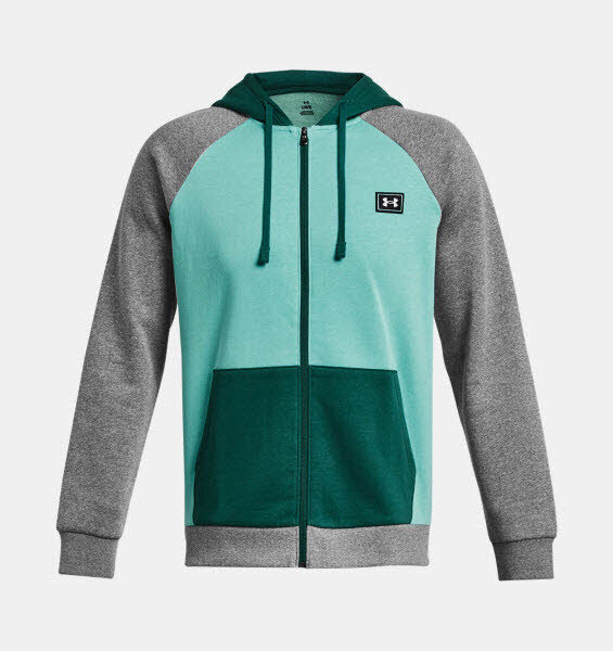 Under Armour UA Rival Fleece Colorblock Jacke Herren radial türkis XXXL