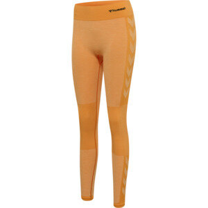 HUMMEL hmlCLEA SEAMLESS MID WAIST TIGHTS - BLAZING ORANGE/CARROT CURL MELANGE - M