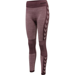 HUMMEL hmlCLEA SEAMLESS MID WAIST TIGHTS - FUDGE/WOODROSE MELANGE - L