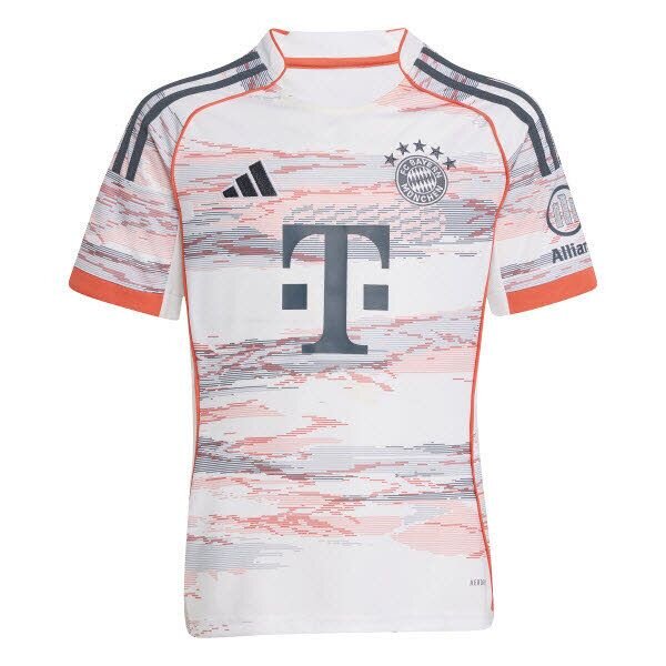 adidas FC Bayern München Auswärtstrikot Saison 2025/2026 Kinder weiß/grau/orange 140