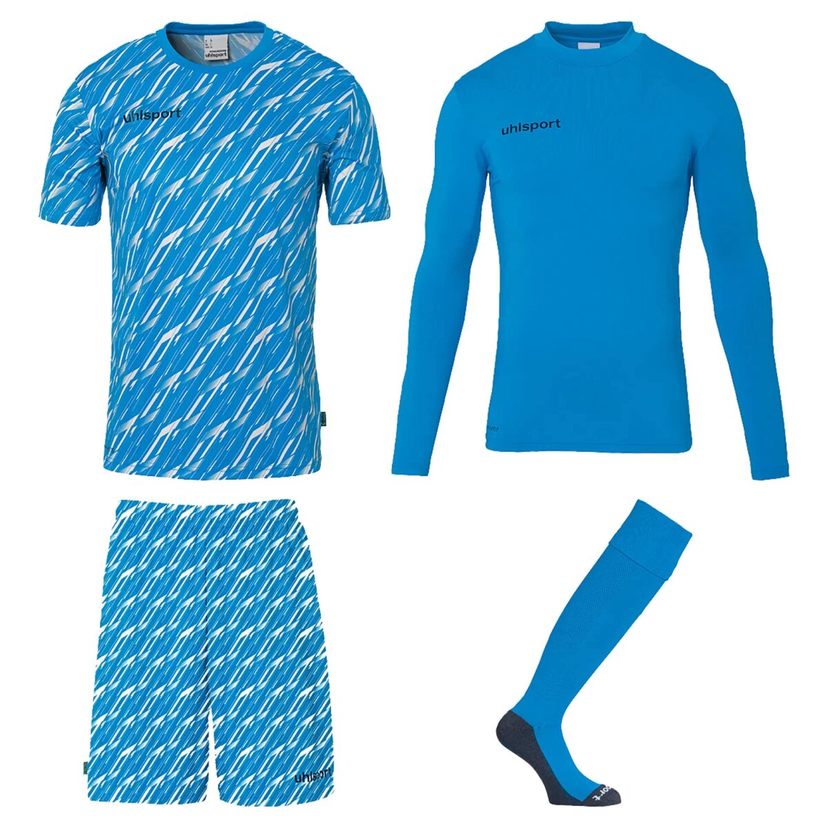 Uhlsport Progressive Torwart Set Kinder kurzarm cyan/weiß 152