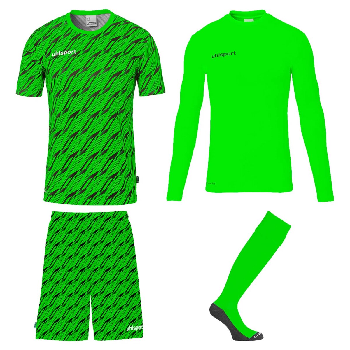 Uhlsport Progressive Torwart Set Kinder kurzarm fluo grün/schwarz 140