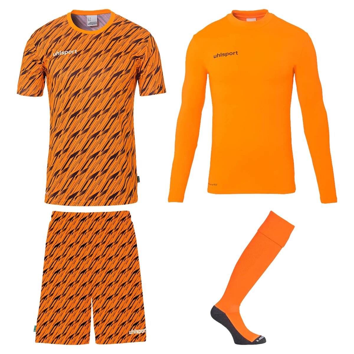 Uhlsport Progressive Torwart Set Kinder kurzarm fluo orange/schwarz 152