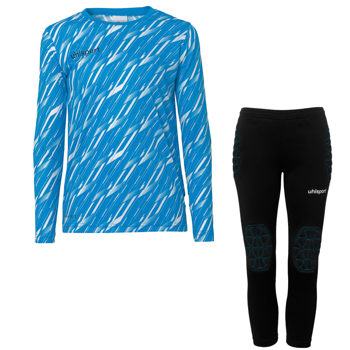 Progressive Goalkeeper Set langarm Kinder cyan/weiß 164