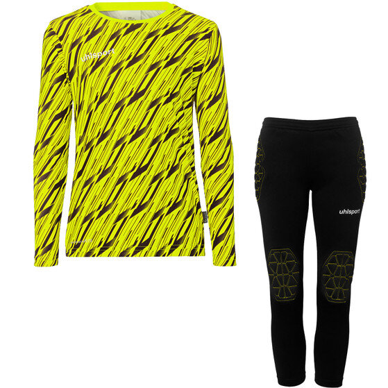 Progressive Goalkeeper Set langarm Kinder fluo gelb/schwarz 152
