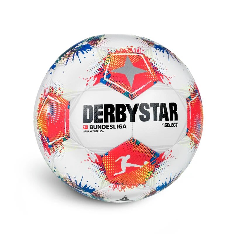 10er Paket Derbystar Fussball Bundesliga Replica v25 Trainingsball weiß/blau/rot 4