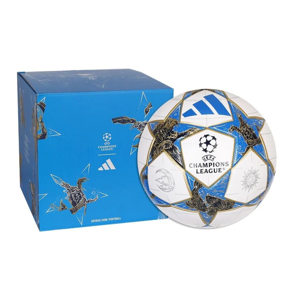 adidas UEFA Champions League Ball Saison 2025/2026 inkl. Geschenkbox weiß/blau/gold 5