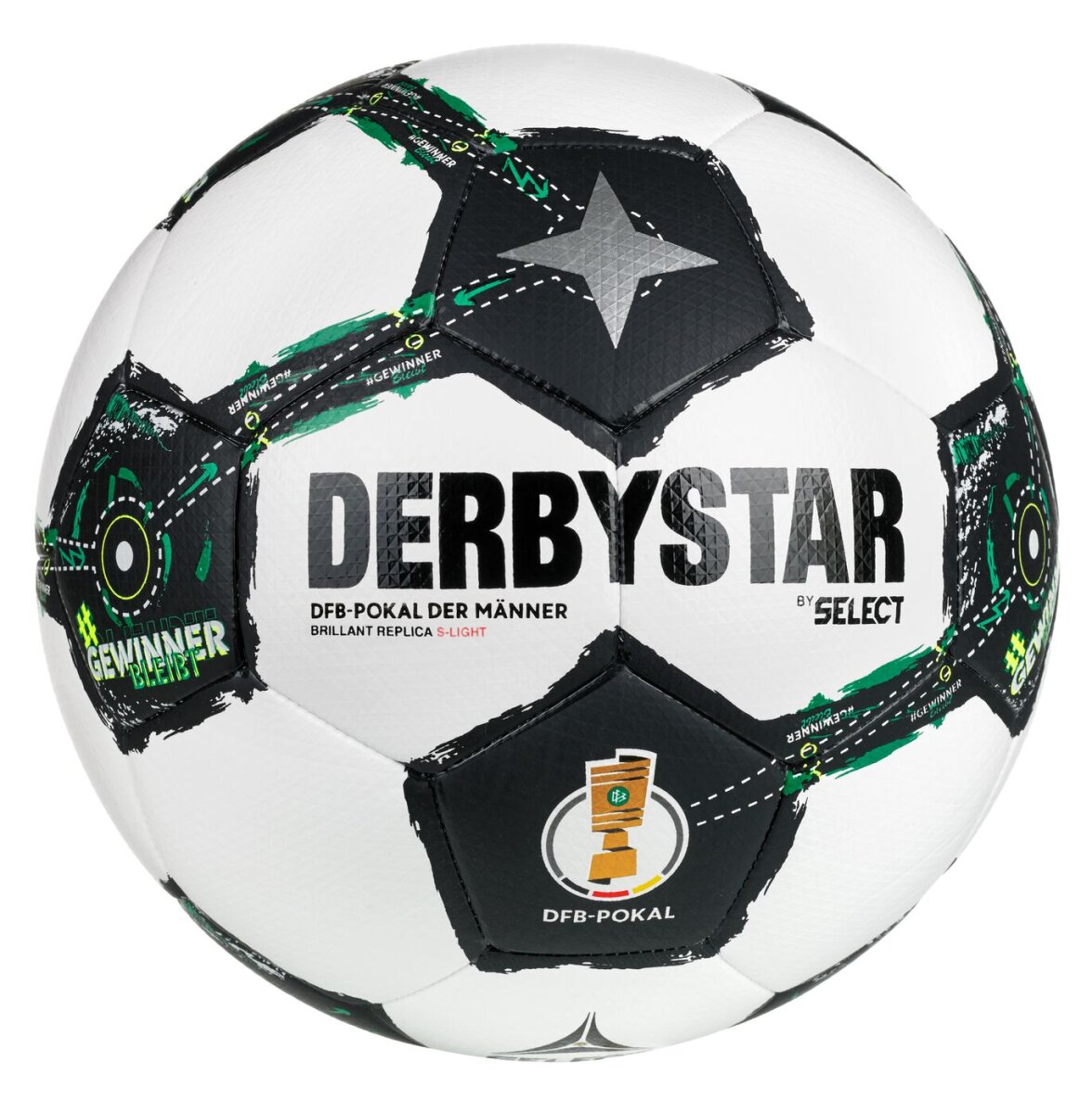 10er Ballpaket Derbystar FB-DFB Pokal BRILLANT REPLICA S-LIGHT v25 weiß/schwarz/grün 5