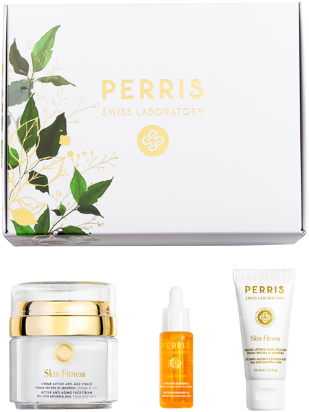 Perris Swiss Laboratory Skin Fitness Geschenkset =  Active Anti-Aging Face Cream 50ml + Peeling Soft 15ml + Pure Regenerating Oil 10ml
