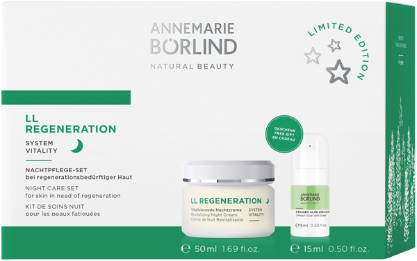 ANNEMARIE BÖRLIND LL Regeneration Nachtpflege Set = Vitalisierende Nachtcreme 50 ml + 2-Phasen Aloe Vera-Shake 15 ml
