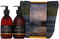 Highland Soap Handcare Giftsets: Handwash, Hand&Bodylotion and Tweed washbag Whisky & Honey