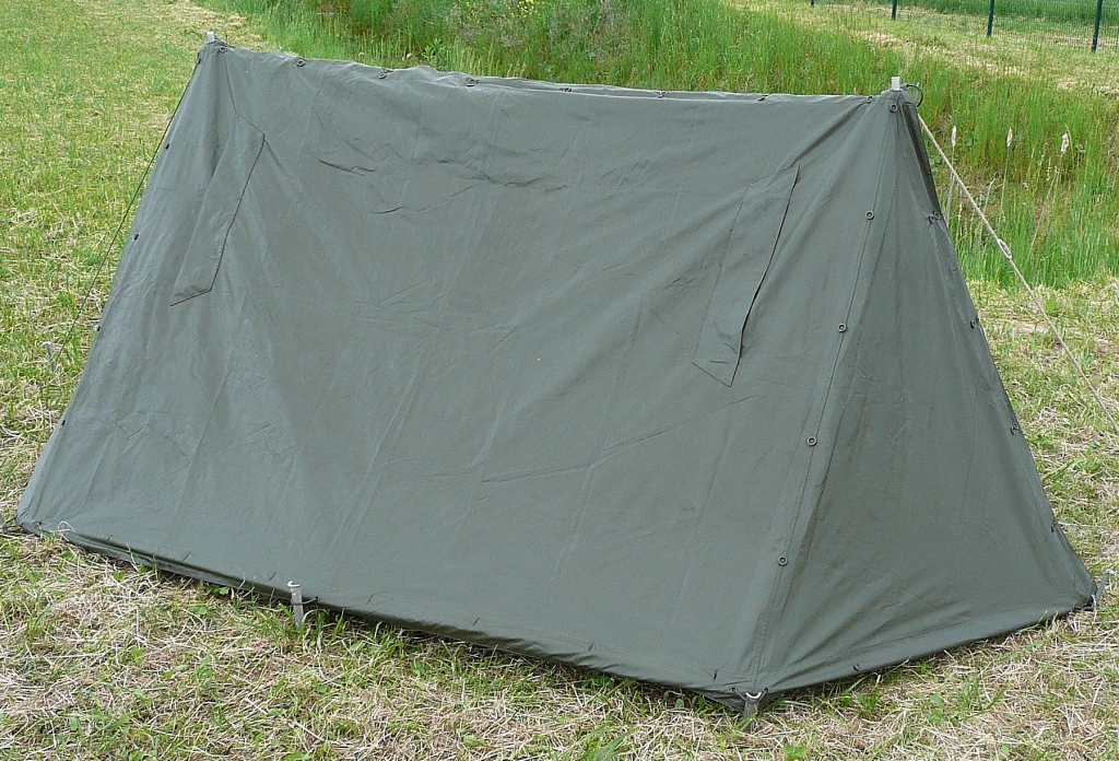 Belgisches 2-Personen Zelt gummiert oliv gebraucht 3,25mx1,60m 10,56€/m²