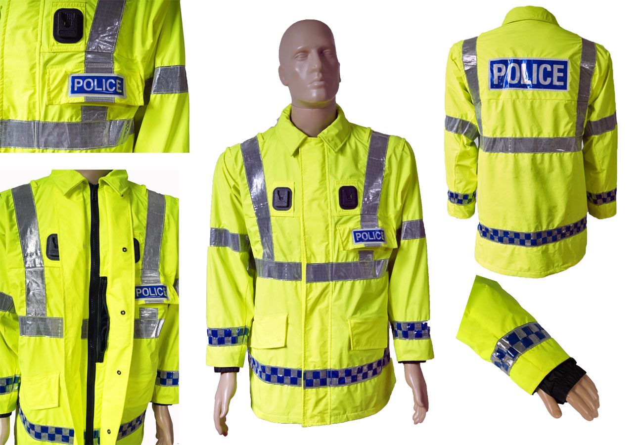 Britische Police Regenjacke Parka gelb gebraucht S